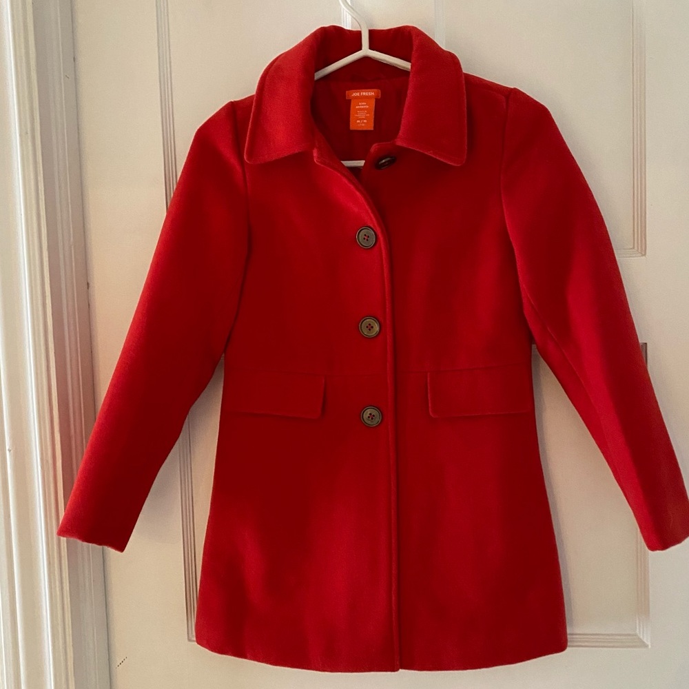 Girl red fall coat